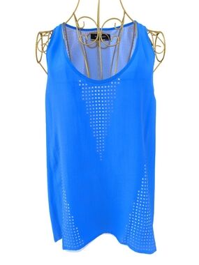 Boundary 100% Silk Laser-Cut Tank Top – Vibrant Blue – Size L